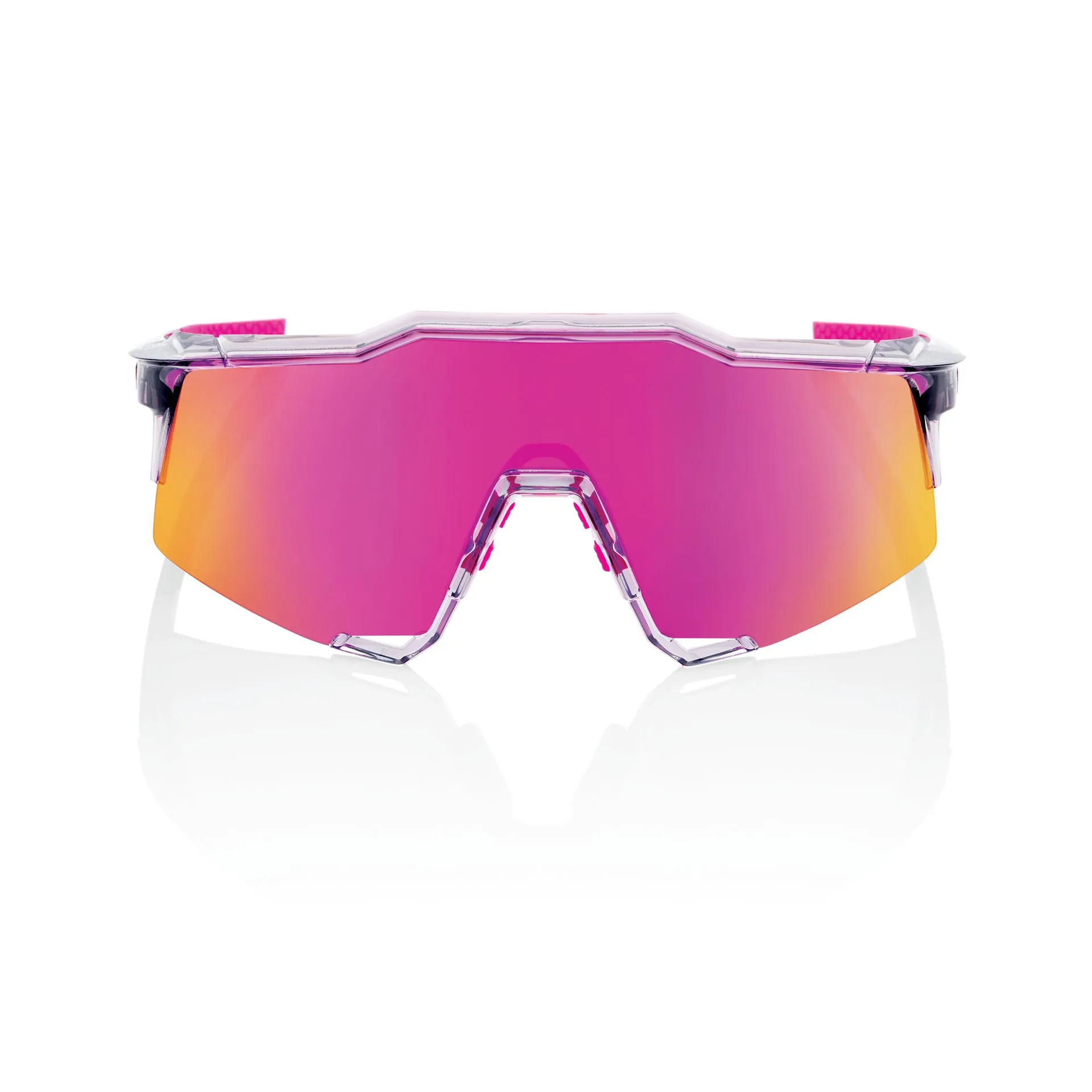 100% SPEEDCRAFT Cycling Sunglasses - Polished Translucent Grey - Purple Mirror