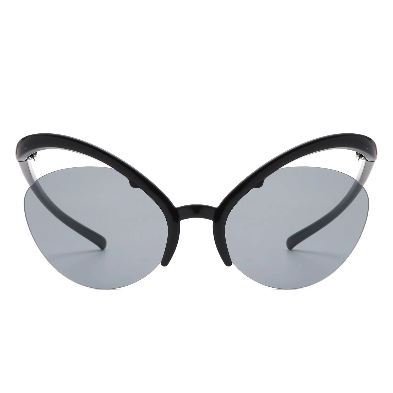 Astrein - Rimless Futuristic Oval Irregular Fashion Cat Eye Sunglasses