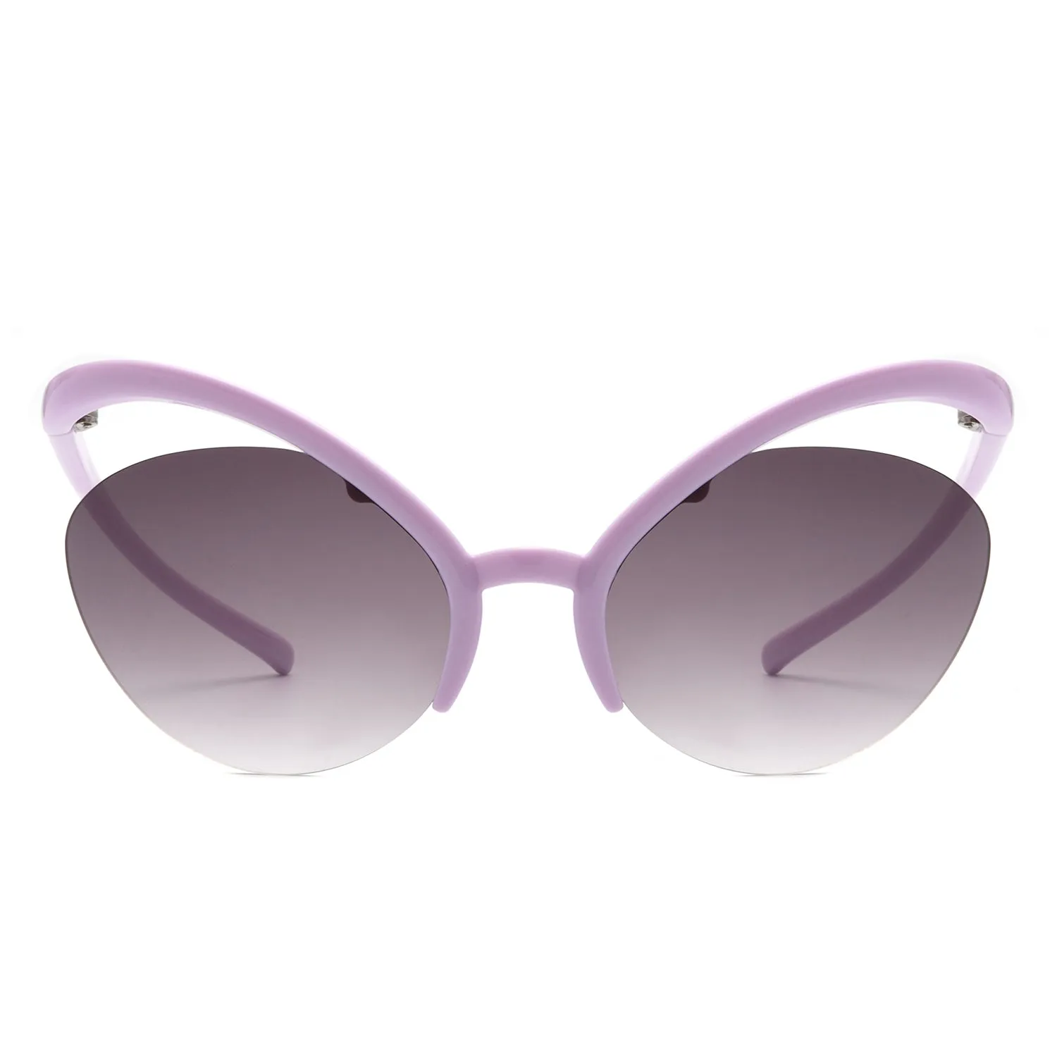 Astrein - Rimless Futuristic Oval Irregular Fashion Cat Eye Sunglasses