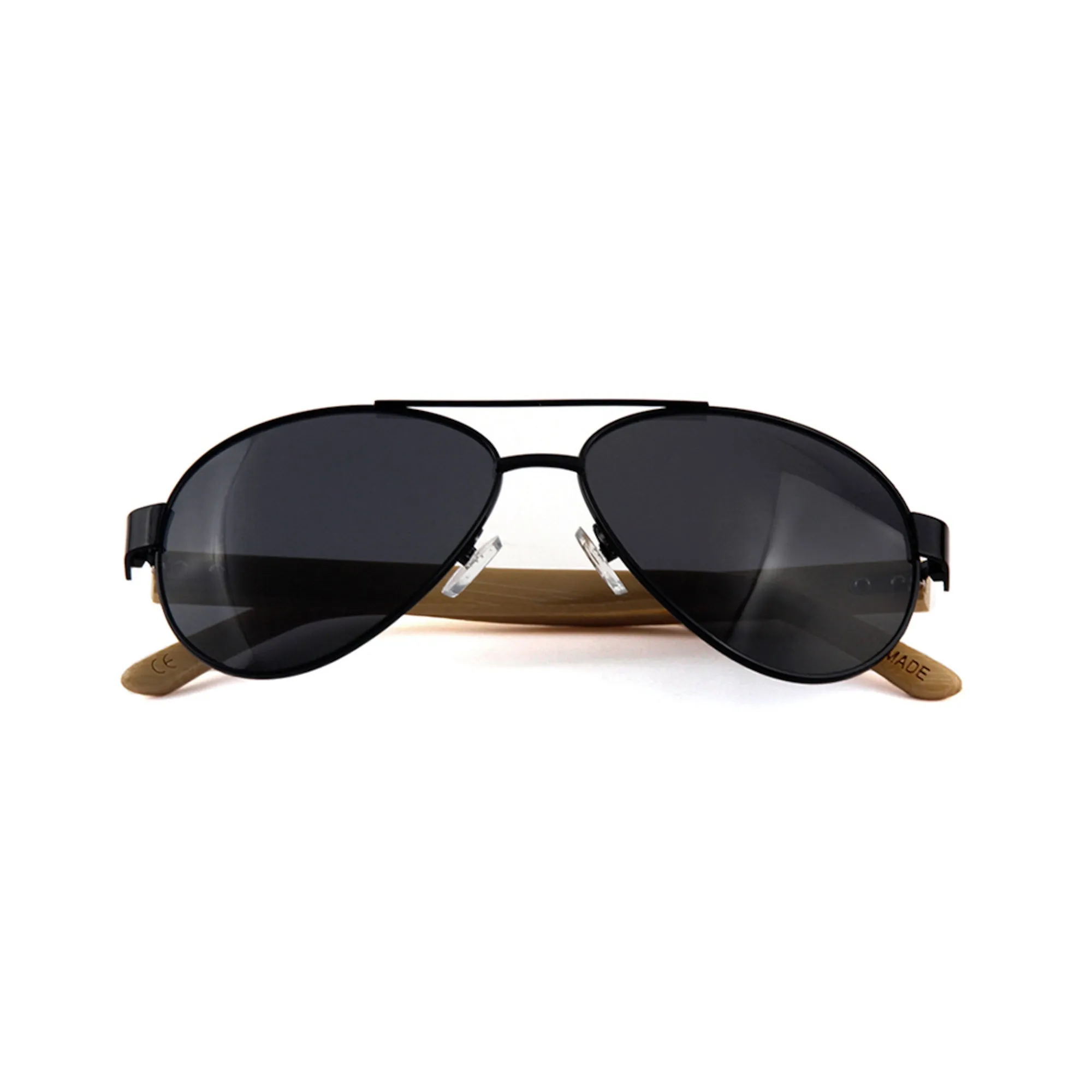 Bamboo Wood Black Framed Classic Aviators by WUDN