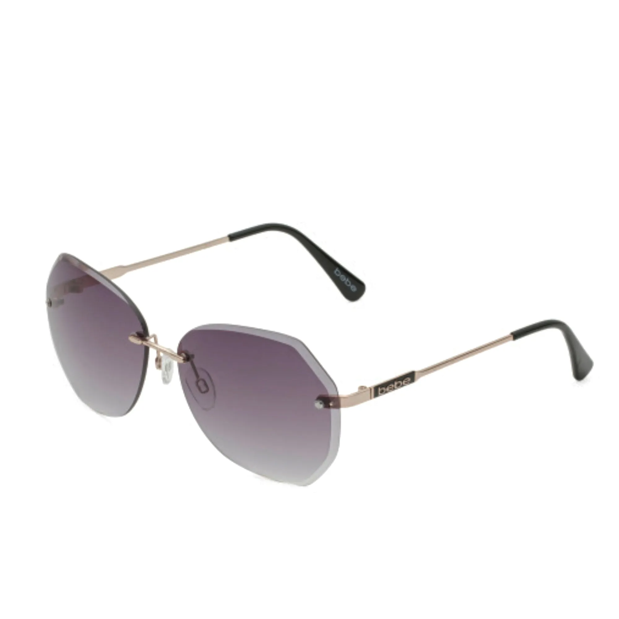 BEBE Women's Gold Tone Geometric Style Metal Frame Sunglasses