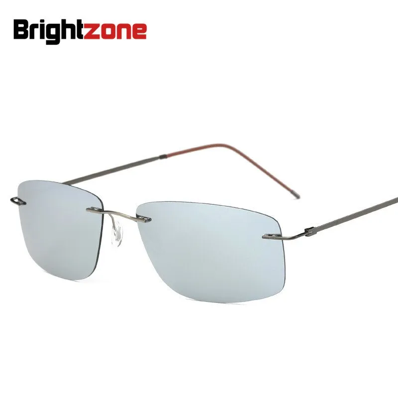 Brightzone Men's Sunglasses Polarized Rimless Titanium Square