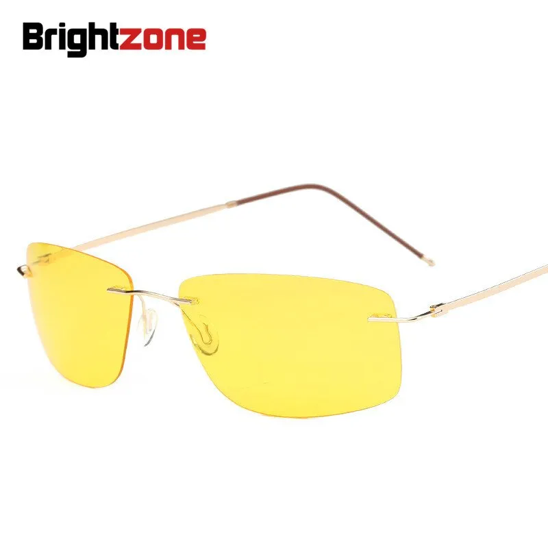 Brightzone Men's Sunglasses Polarized Rimless Titanium Square