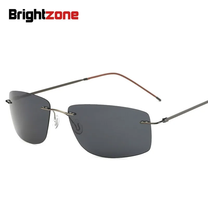 Brightzone Men's Sunglasses Polarized Rimless Titanium Square