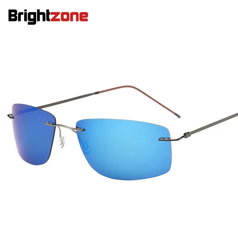 Brightzone Men's Sunglasses Polarized Rimless Titanium Square