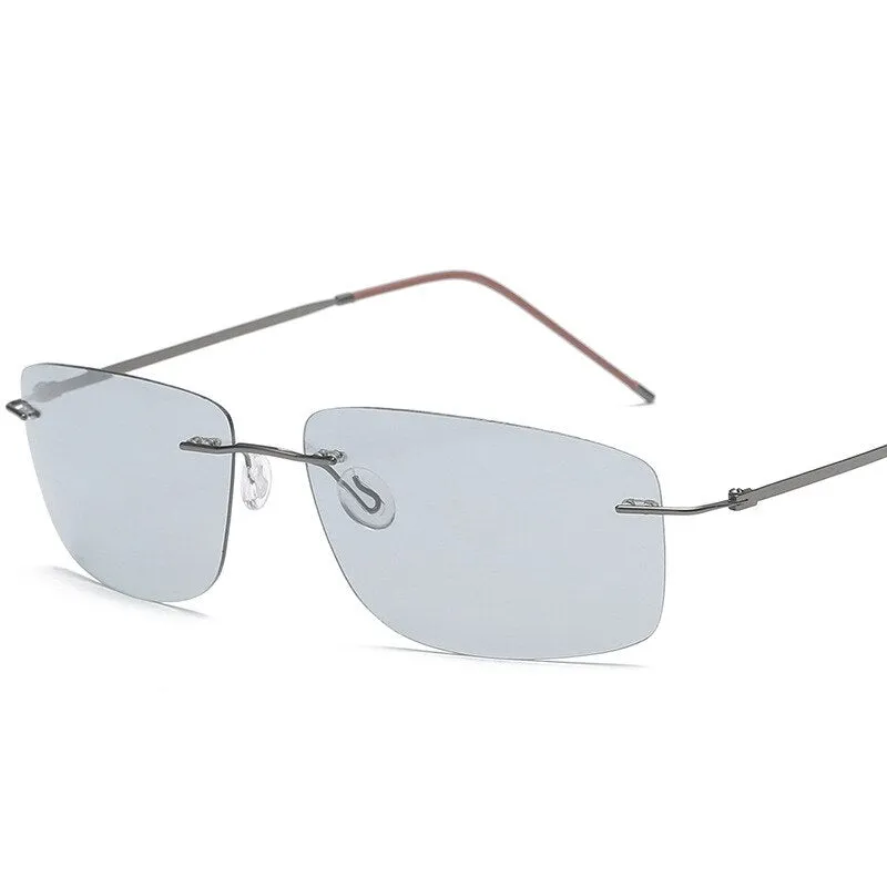 Brightzone Men's Sunglasses Square Titanium Rimless Polarized