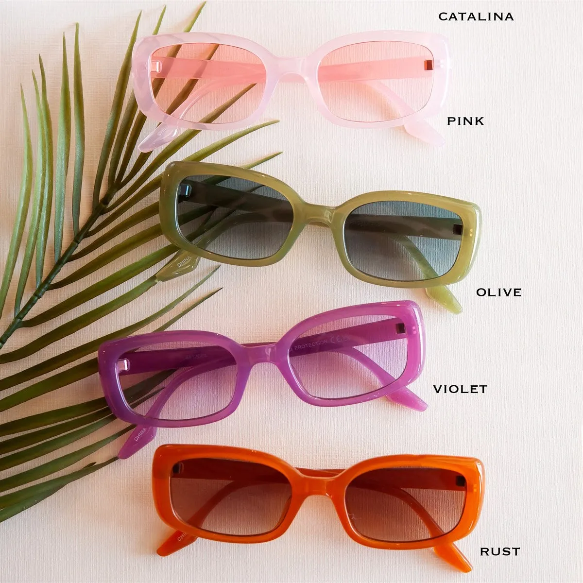 Catalina Small Rectangle Sunglasses | Colorful Acetate Sunglasses | Trendy Small Framed Sunnies