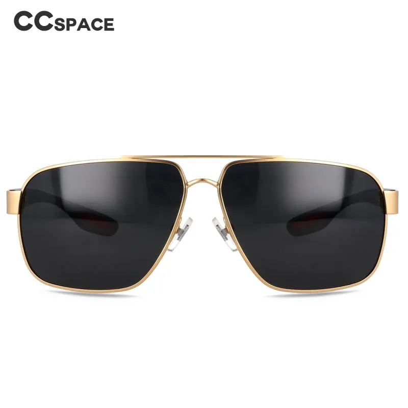 CCspace Men's Full Rim Square Double Bridge Alloy Polarized Sunglasses 56362