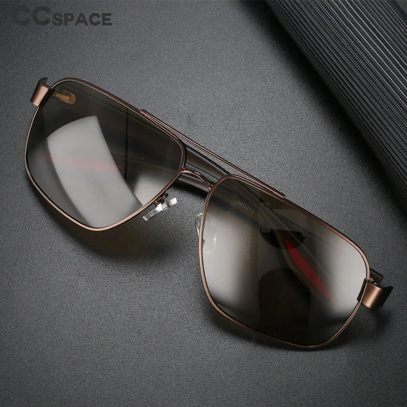 CCspace Men's Full Rim Square Double Bridge Alloy Polarized Sunglasses 56362