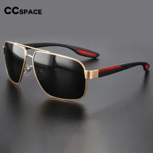 CCspace Men's Full Rim Square Double Bridge Alloy Polarized Sunglasses 56362