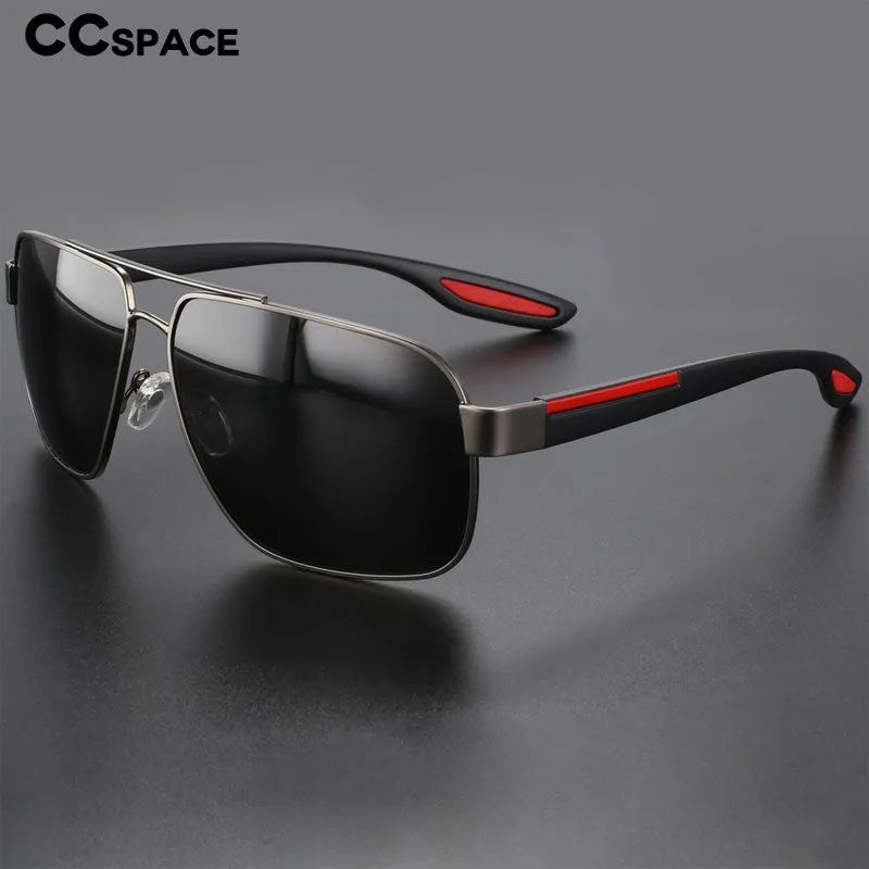 CCspace Men's Full Rim Square Double Bridge Alloy Polarized Sunglasses 56362