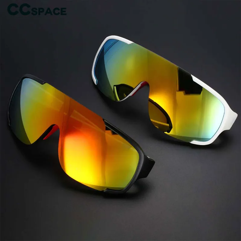 CCspace Unisex Full Rim Oversized Rectangle Goggle Resin Frame Sunglasses 54511