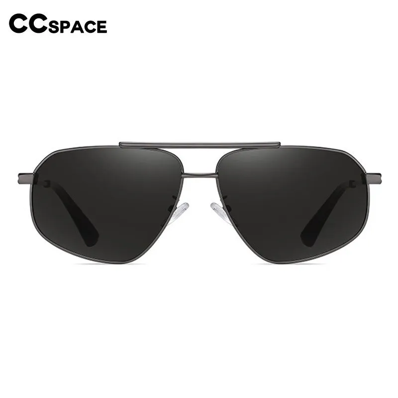 CCspace Unisex Full Rim Square Double Bridge Alloy Polarized Sunglasses 56278