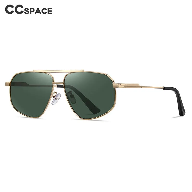 CCspace Unisex Full Rim Square Double Bridge Alloy Polarized Sunglasses 56278