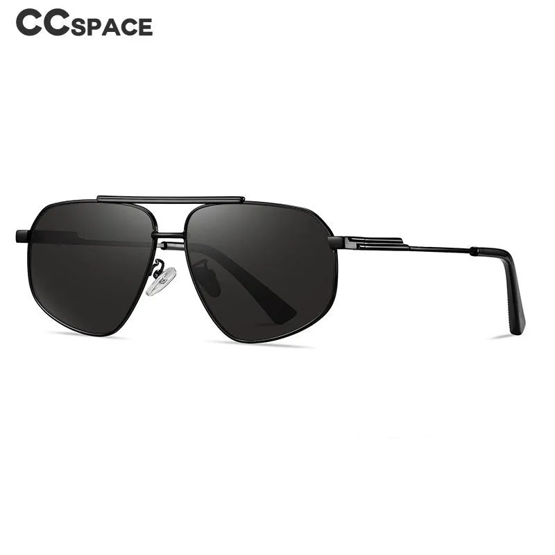 CCspace Unisex Full Rim Square Double Bridge Alloy Polarized Sunglasses 56278