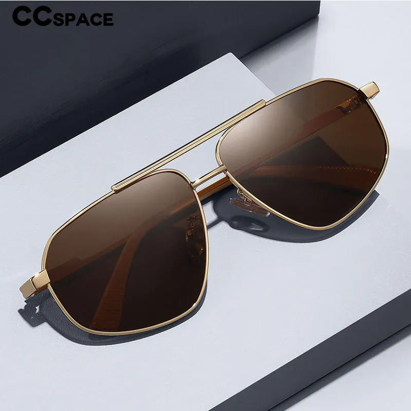 CCspace Unisex Full Rim Square Double Bridge Alloy Polarized Sunglasses 56278