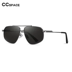 CCspace Unisex Full Rim Square Double Bridge Alloy Polarized Sunglasses 56278