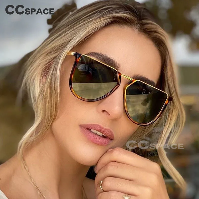 CCspace Women's Full Rim Alloy Polygonal Frame Sunglasses 48041