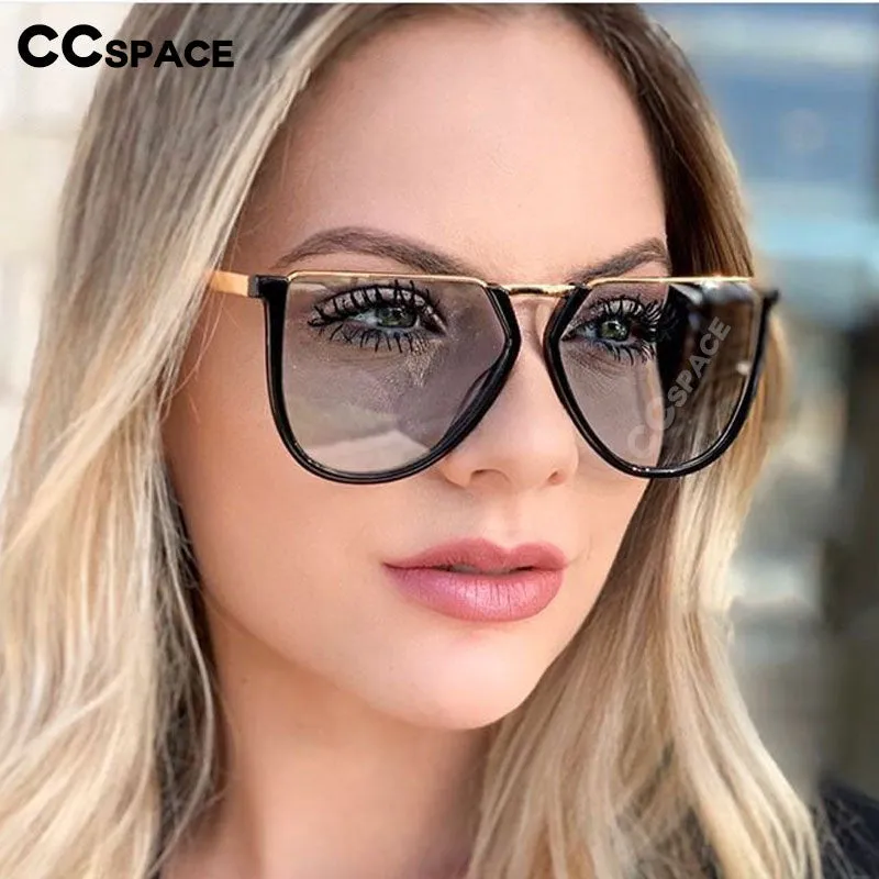 CCspace Women's Full Rim Alloy Polygonal Frame Sunglasses 48041