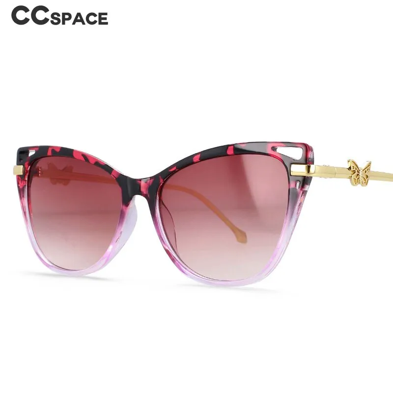 CCspace Women's Full Rim Butterfly Cat Eye Resin Frame Gradient Lens Sunglasses 54215