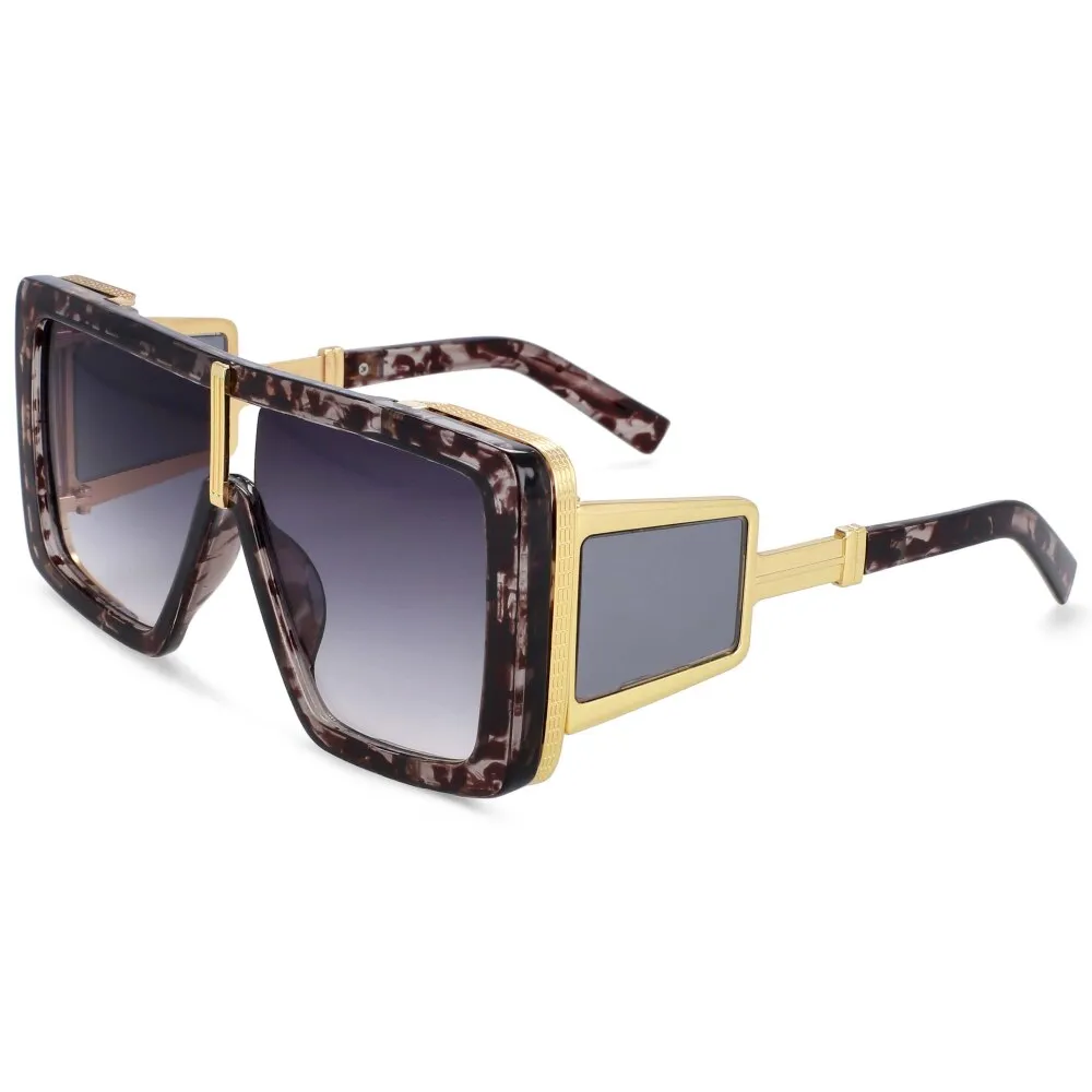 CCspace Women's Full Rim Oversized Square Resin Double Bridge Frame Sunglasses 54222