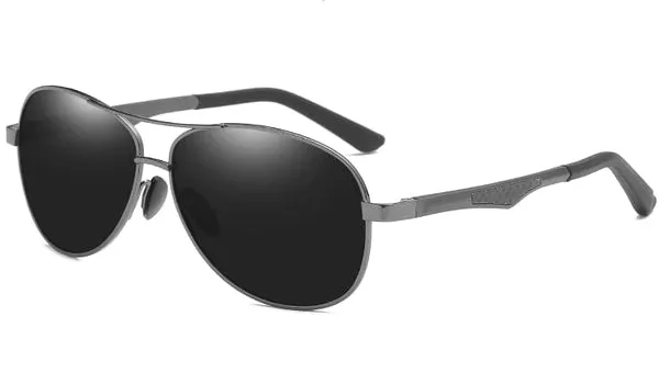 Classy Men Black Polarized Pilot Sunglasses