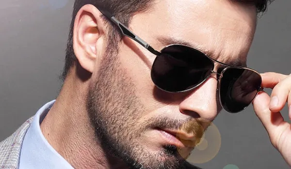 Classy Men Black Polarized Pilot Sunglasses