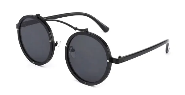 Classy Men Black Retro Round Sunglasses