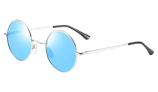 Classy Men Blue Round Polarized Sunglasses