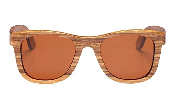 Classy Men Brown Polarized Bamboo Wood Sunglasses