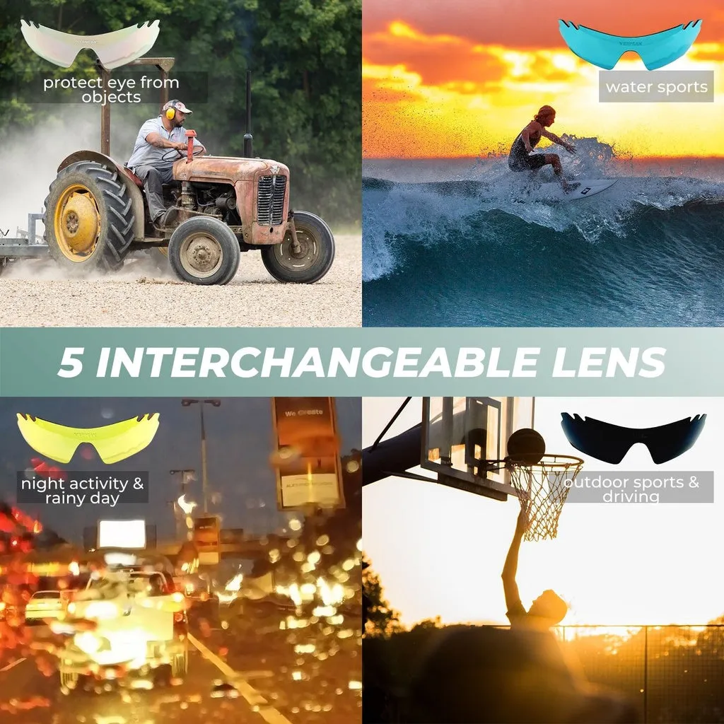 Durable Sport Sunglasses with Interchangeable Lenses - Verpeak