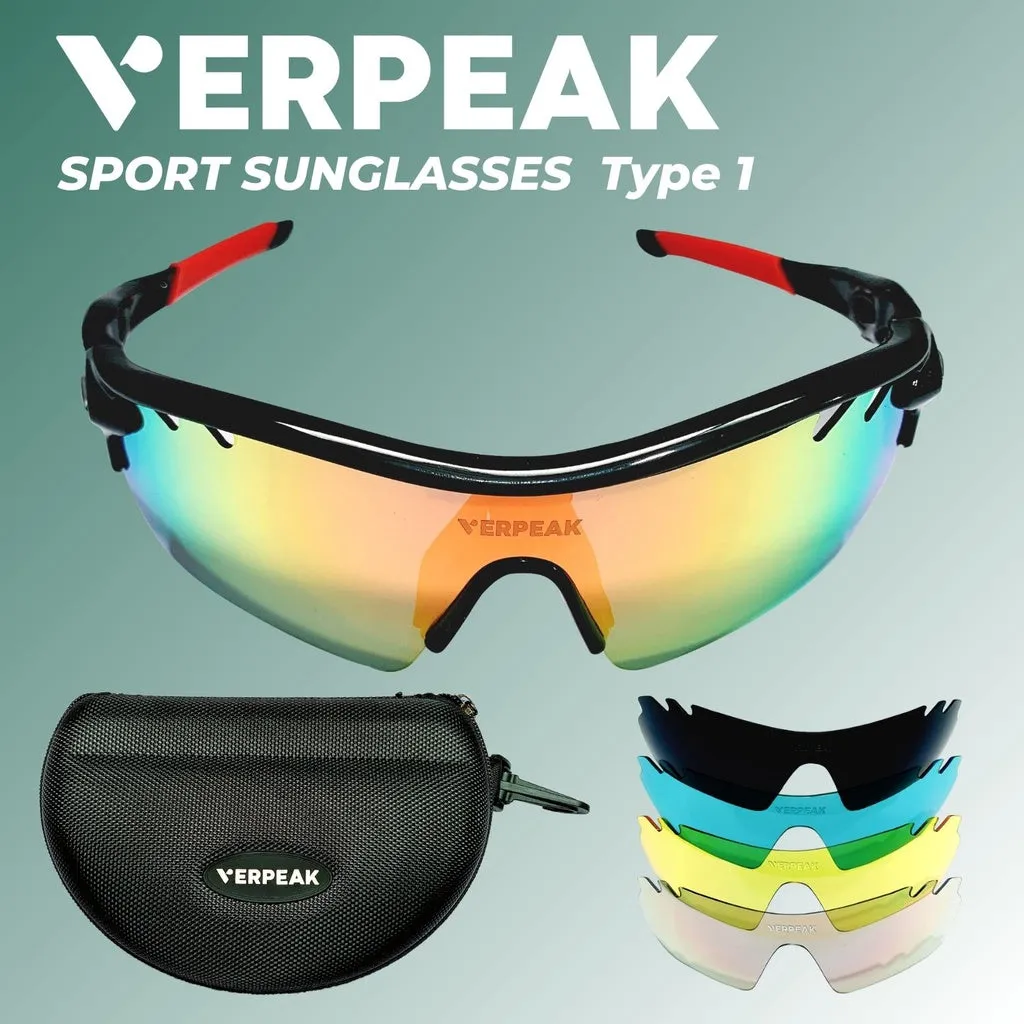 Durable Sport Sunglasses with Interchangeable Lenses - Verpeak