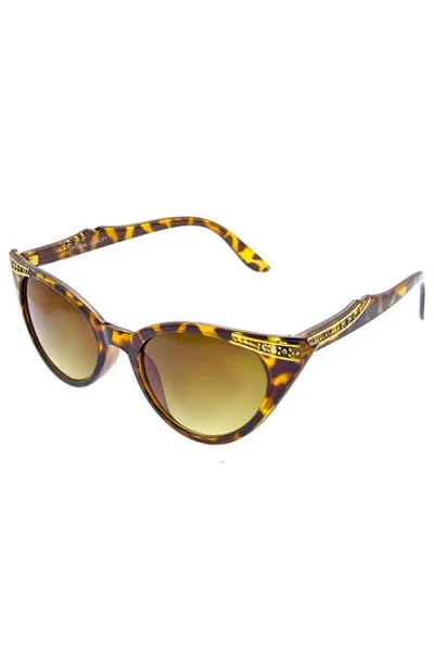 Embellished Cat Eye Sunglasses in Tortoiseshell