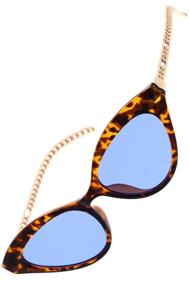 Eye Candy Cat Eye Sunglasses (Tortoise / Blue Shades)