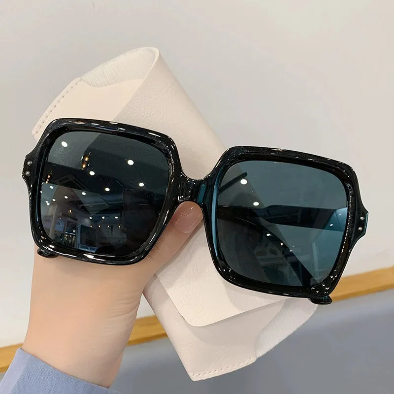 Fashion Street Shooting Sun-Resistant Sunglasses Women's Good-looking Anti-Ultraviolet Retro Large Rim Sunglasses to Make Big Face Thin-Looked Trendy