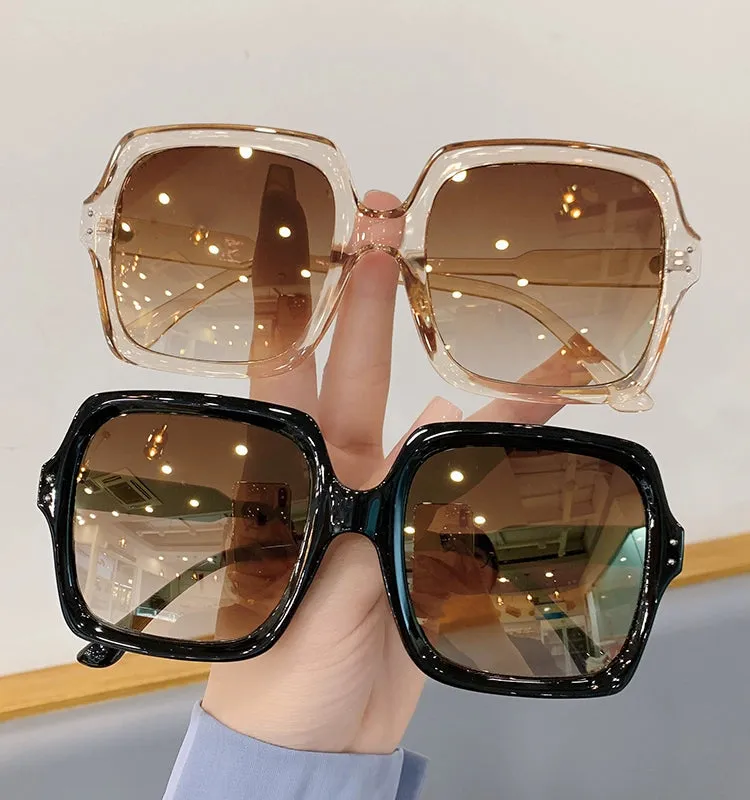 Fashion Street Shooting Sun-Resistant Sunglasses Women's Good-looking Anti-Ultraviolet Retro Large Rim Sunglasses to Make Big Face Thin-Looked Trendy