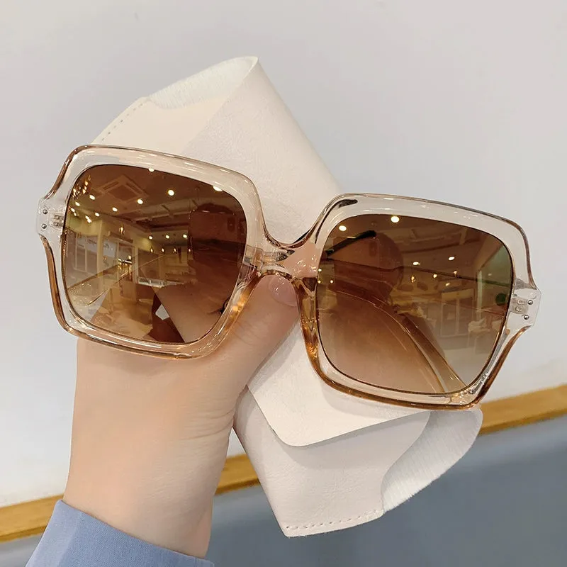 Fashion Street Shooting Sun-Resistant Sunglasses Women's Good-looking Anti-Ultraviolet Retro Large Rim Sunglasses to Make Big Face Thin-Looked Trendy