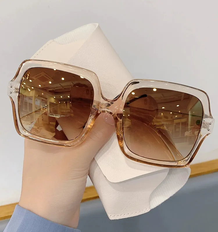 Fashion Street Shooting Sun-Resistant Sunglasses Women's Good-looking Anti-Ultraviolet Retro Large Rim Sunglasses to Make Big Face Thin-Looked Trendy