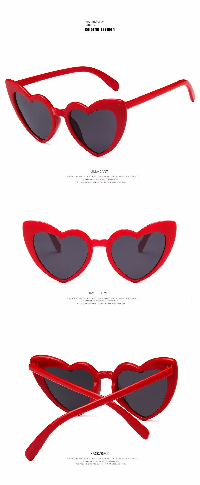 Glasses Retro Female Peach Heart Sand Carving Birthday Sunglasses