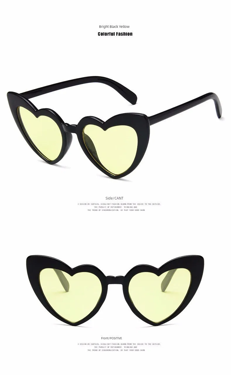 Glasses Retro Female Peach Heart Sand Carving Birthday Sunglasses