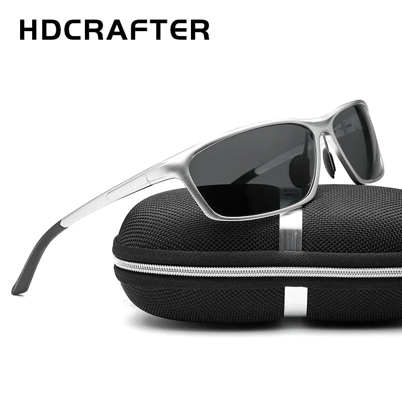 Hdcrafter Men's Full Rim Aluminum Magnesium Rectangle Frame Polarized Sunglasses L2179