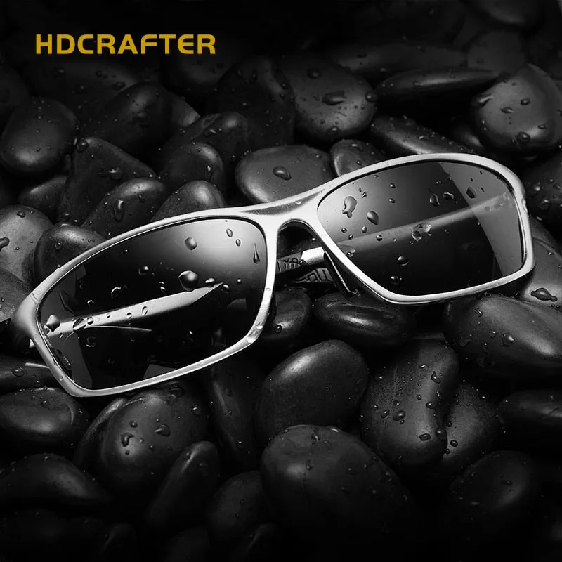 Hdcrafter Men's Full Rim Aluminum Magnesium Rectangle Frame Polarized Sunglasses L2179