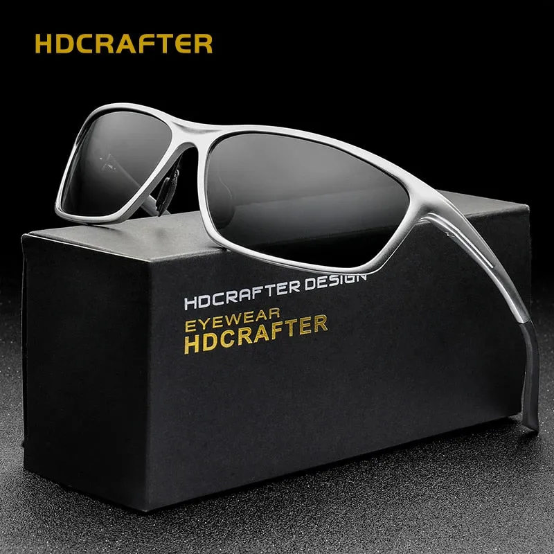 Hdcrafter Men's Full Rim Aluminum Magnesium Rectangle Frame Polarized Sunglasses L2179