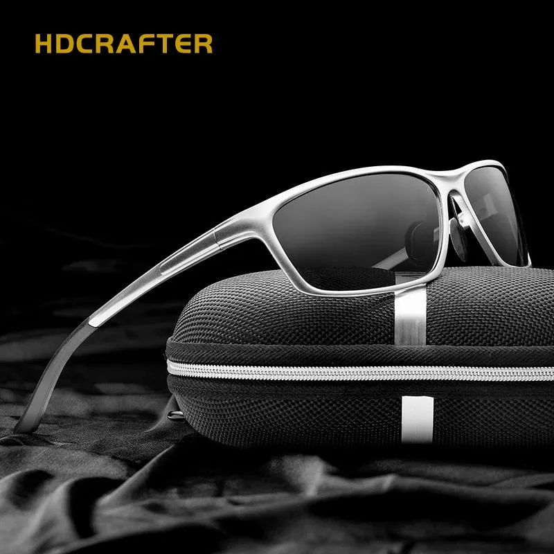 Hdcrafter Men's Full Rim Aluminum Magnesium Rectangle Frame Polarized Sunglasses L2179