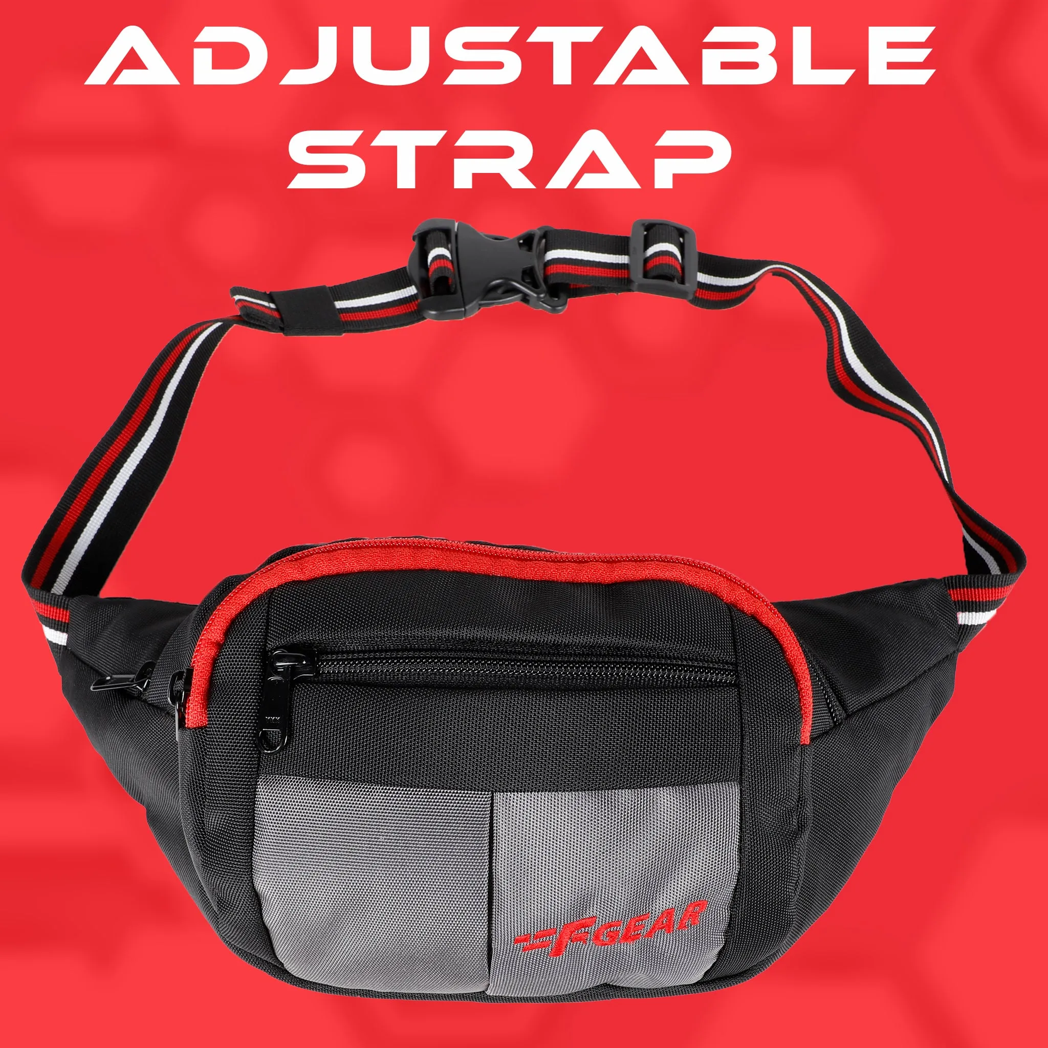 Lattitude Black Red Waist Pouch