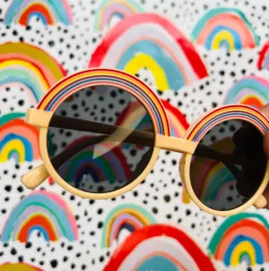 Neutral Round Rainbow Retro Kids Sunglasses