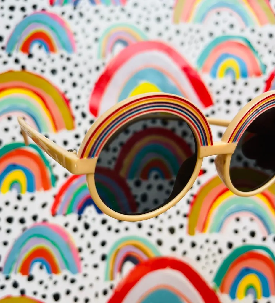 Neutral Round Rainbow Retro Kids Sunglasses