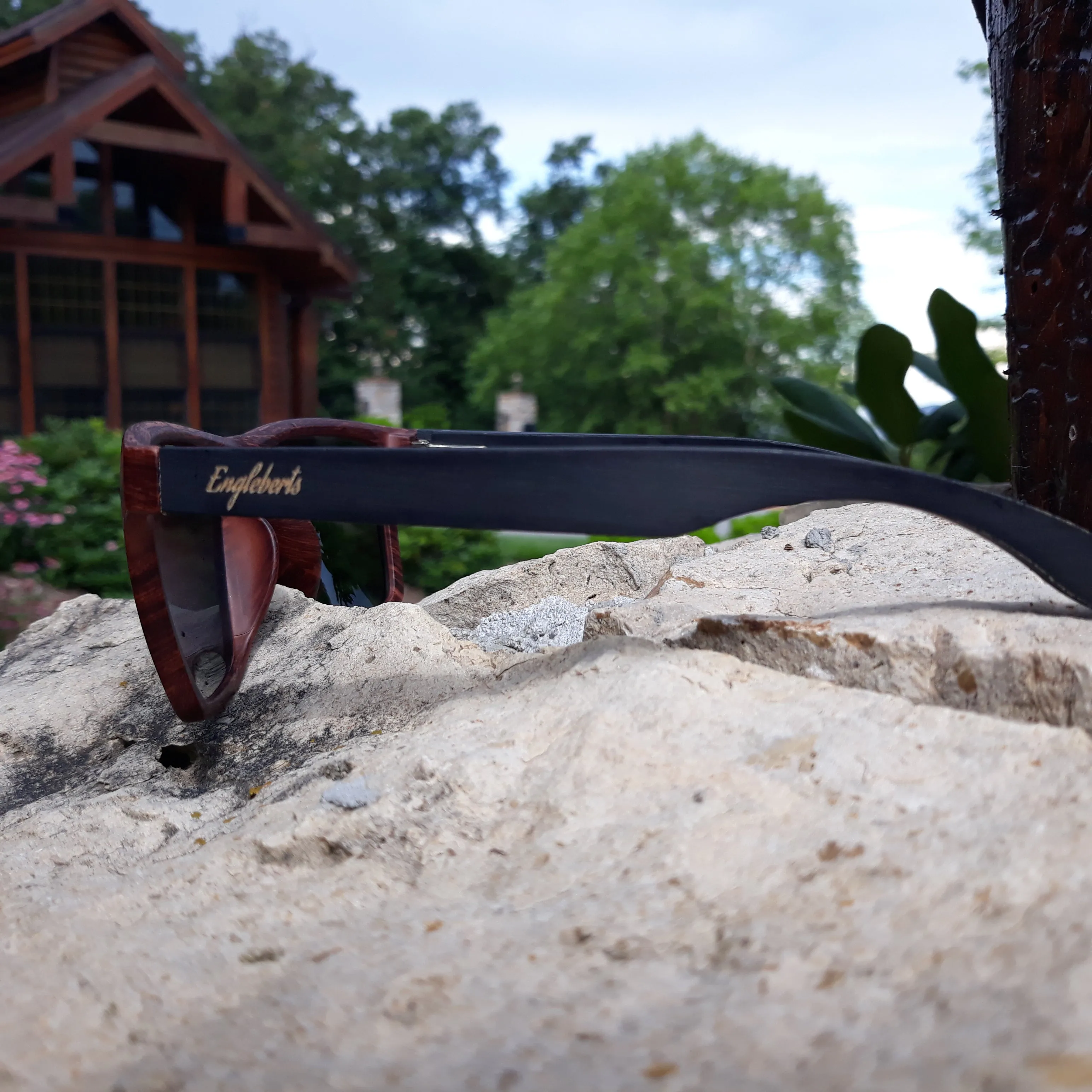 Oak Bamboo Sunglasses with Blue Polarized Lenses