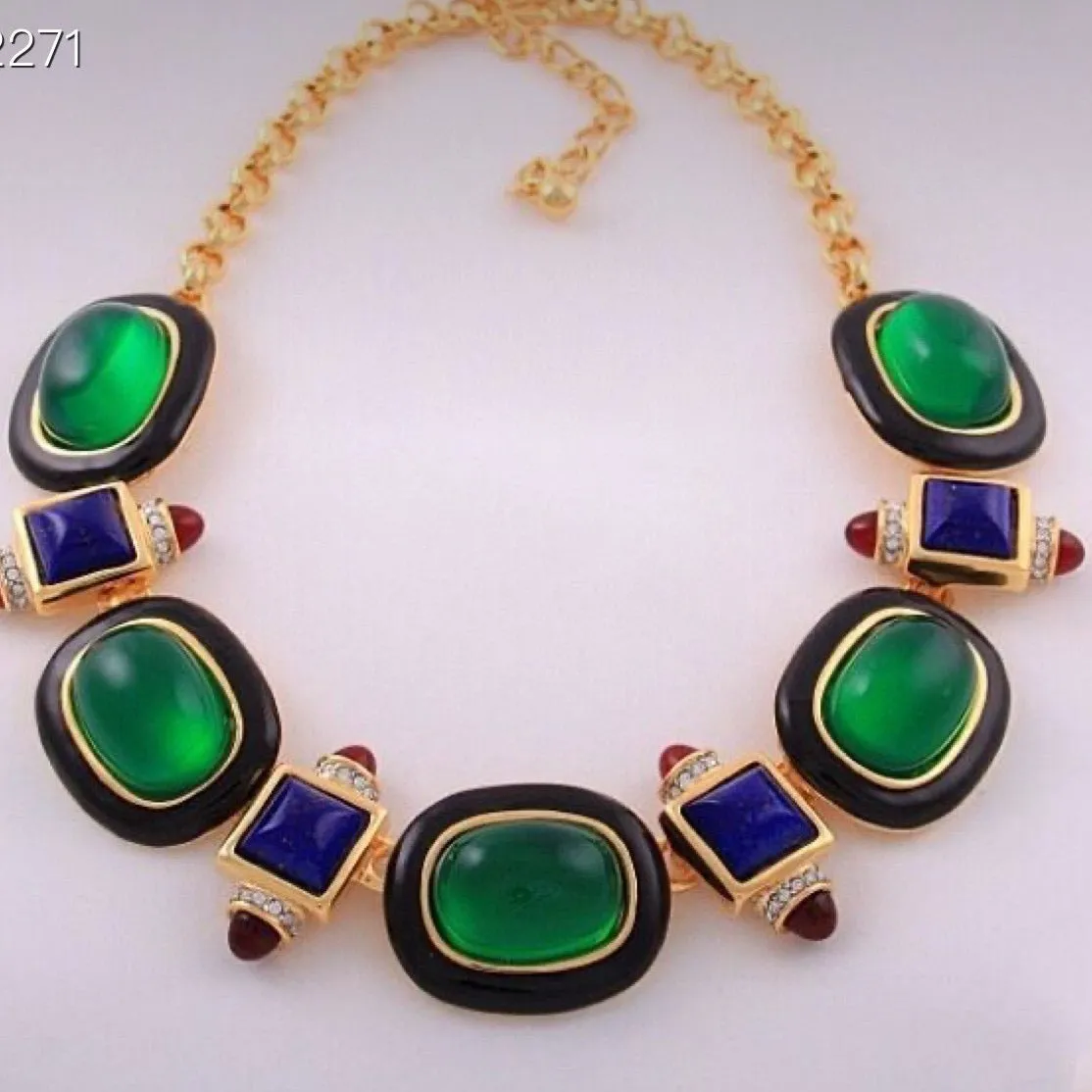 Pre Order:  Medieval Retro Emerald Glass Exaggerated Necklace