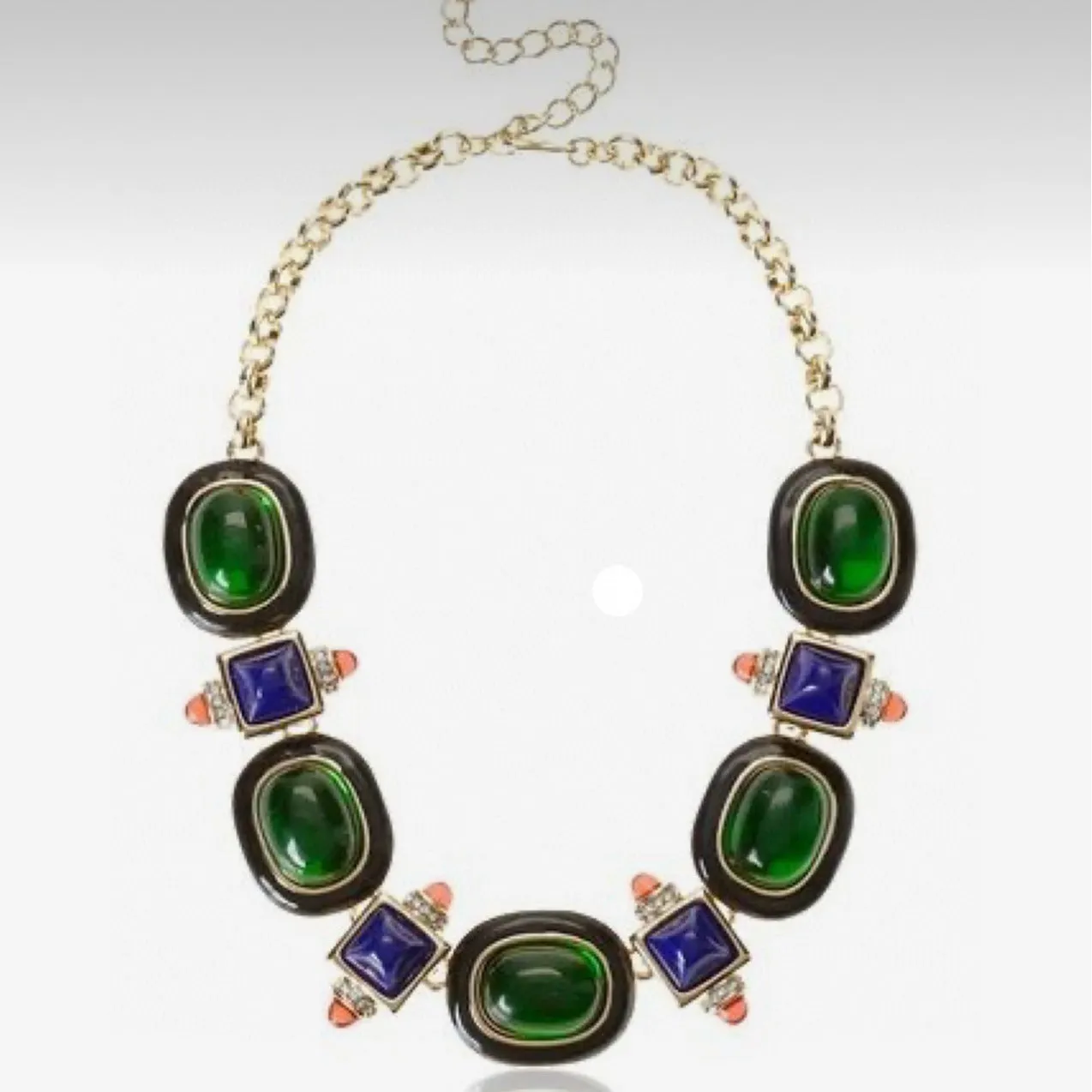 Pre Order:  Medieval Retro Emerald Glass Exaggerated Necklace